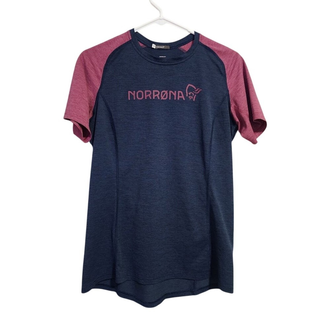 NORRØNA Fjørå Equaliser Mountain Bike T-Shirt Navy Pink gorpcore‎ M